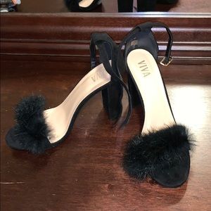 COPY - Fuzzy heels! Faux fur sandal heels